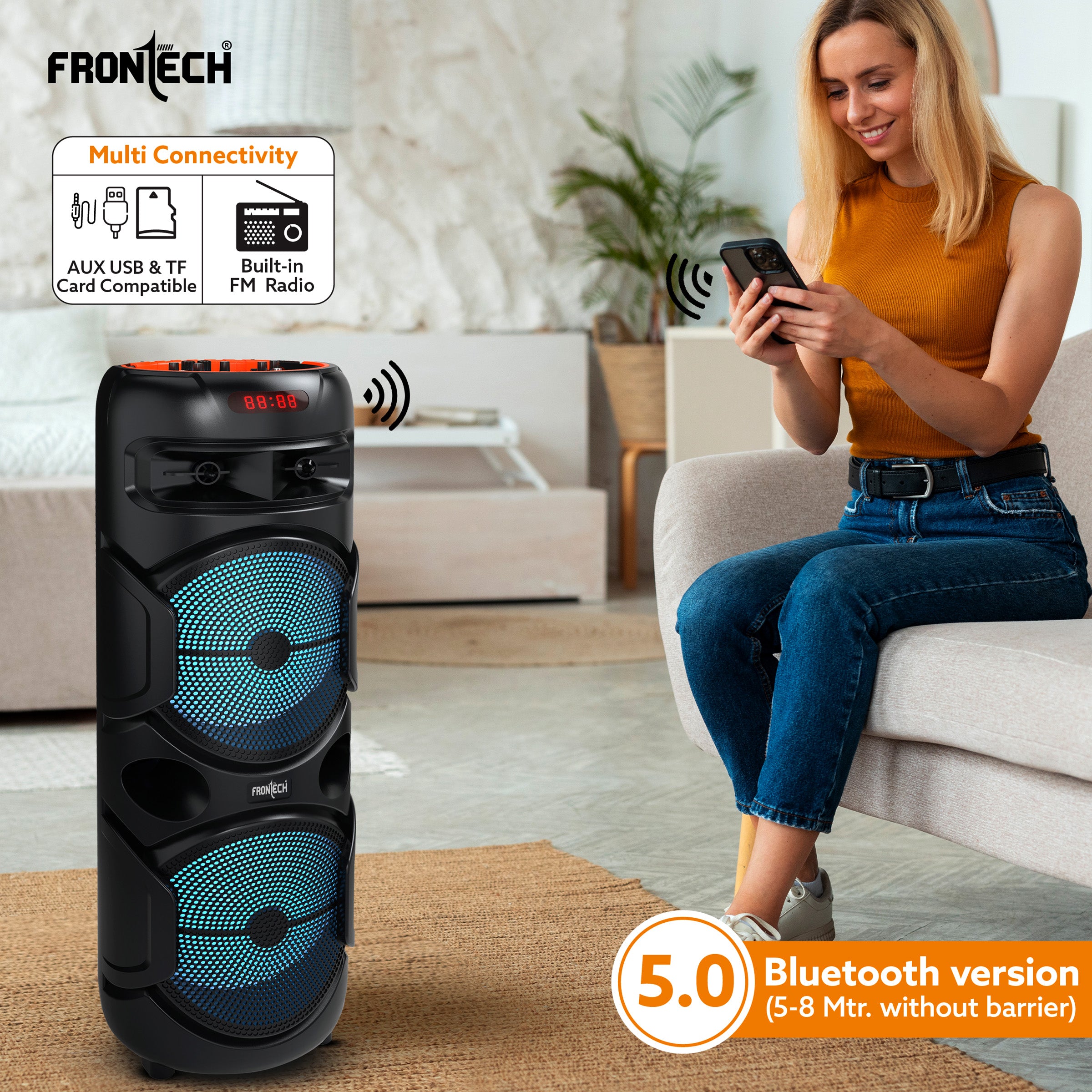 Frontech Spectra TWS Wireless 48W Bluetooth 5.0 Trolley Speaker (SW-0134) Frontech Spectra TWS Wireless 48W Bluetooth 5.0 Trolley Speaker (SW-0134)